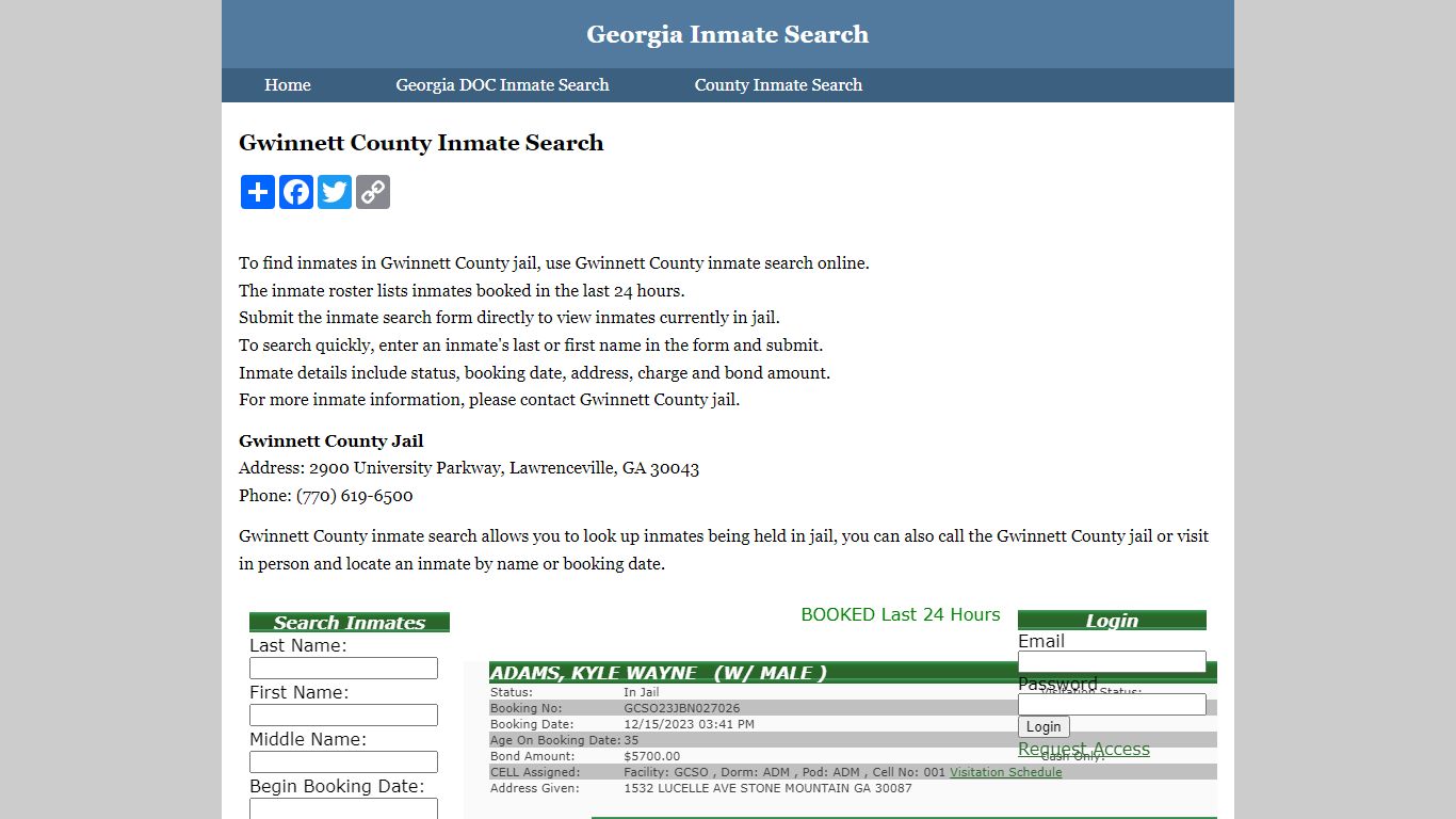 Gwinnett County Inmate Search